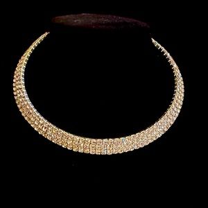 Women’s Triple Strand Rhinestone Choker with extension NWOT